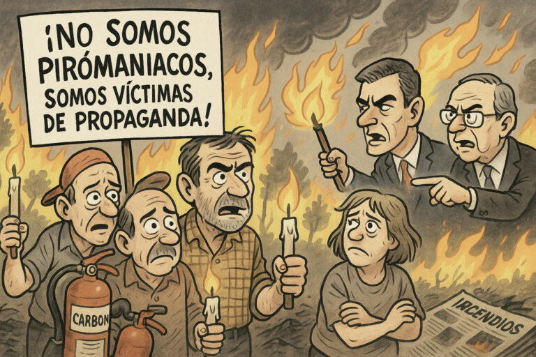 Pirómanos en Huelga. Hartos de que la Oposición Culpe al Gobierno de los Incendios en Agosto